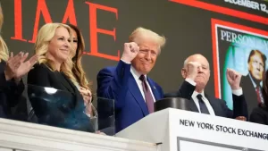 Trump rings opening bell at NYSE, named Time's Person of the Year