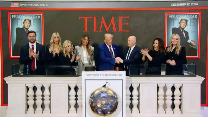 Trump rings opening bell at NYSE, named Time's Person of the Year