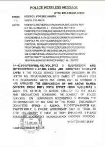 Nigerian Police Suspend AIG Lafia Abduyari for Altering Retirement Records To Extend Tenure