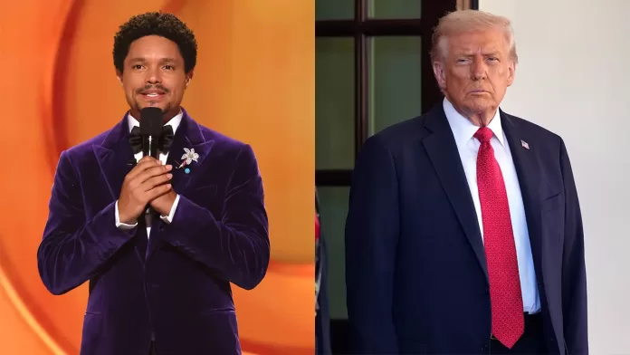 Noah-Trump-split-Getty-H-2026 Trump Threatens Legal Action Against Grammy Host Trevor Noah Over Epstein Comment